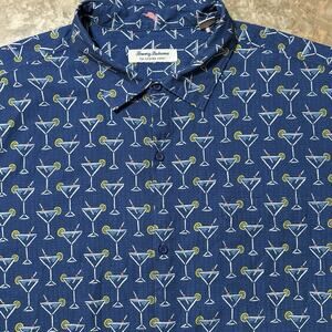 Tommy Bahama Shirt Mens 2XL The Bahama Coast Blue Hawaiian Short Sleeve Stretch